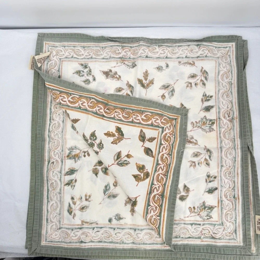 Pomegranate Cloth Napkins Set of 4 Leaf Foliage Print Fall Table Decor Cotton